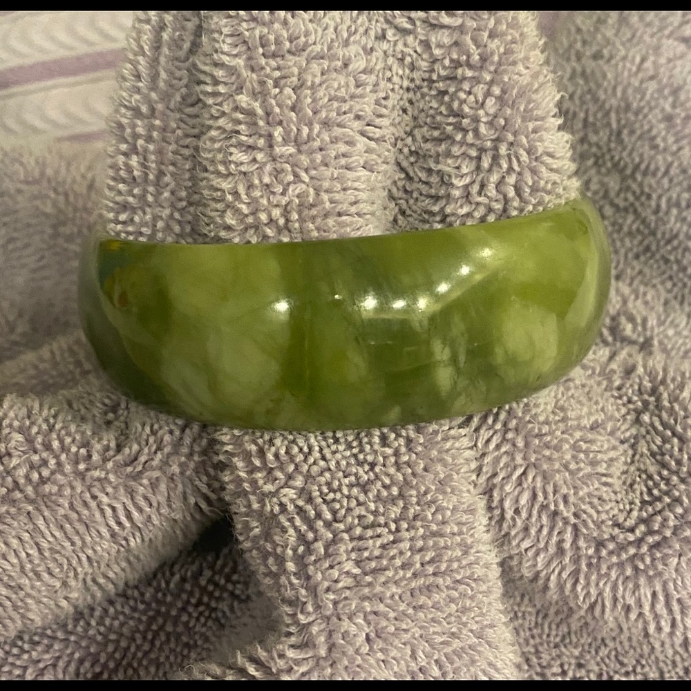 Chunky Apple Green Real Jade Bracelet